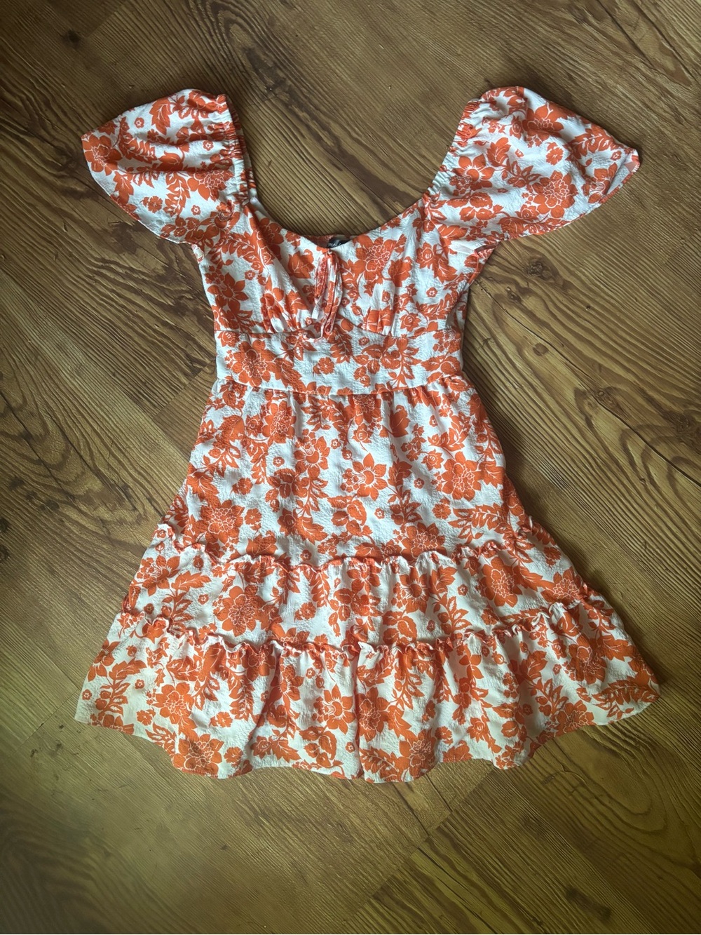 NWOT Crystal Doll White and Orange Floral Mini Dress